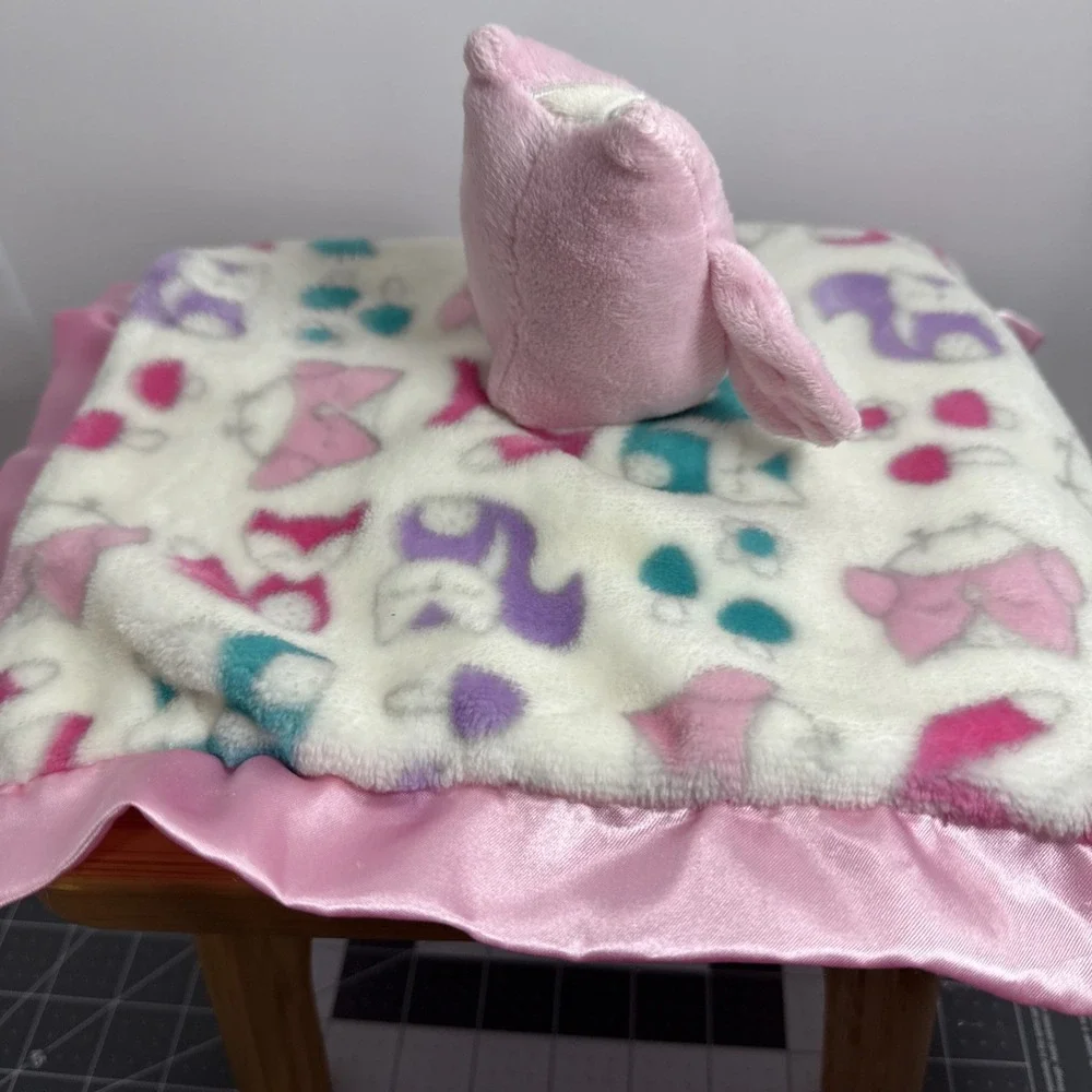 Lightning Bug Pink White Teal Owl Fox Security Blanket Satin Back Baby Lovey 13